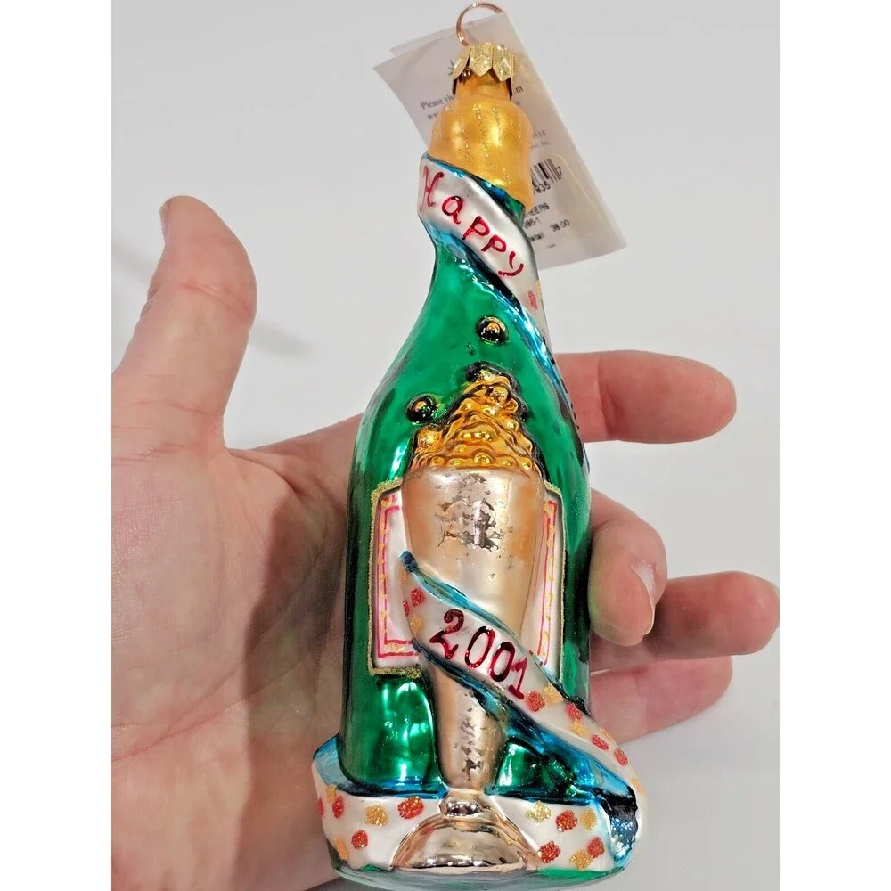 VTG Christopher Radko 2001 Cheers 99-285-1 Blown Glass Ornament NEW YEARS